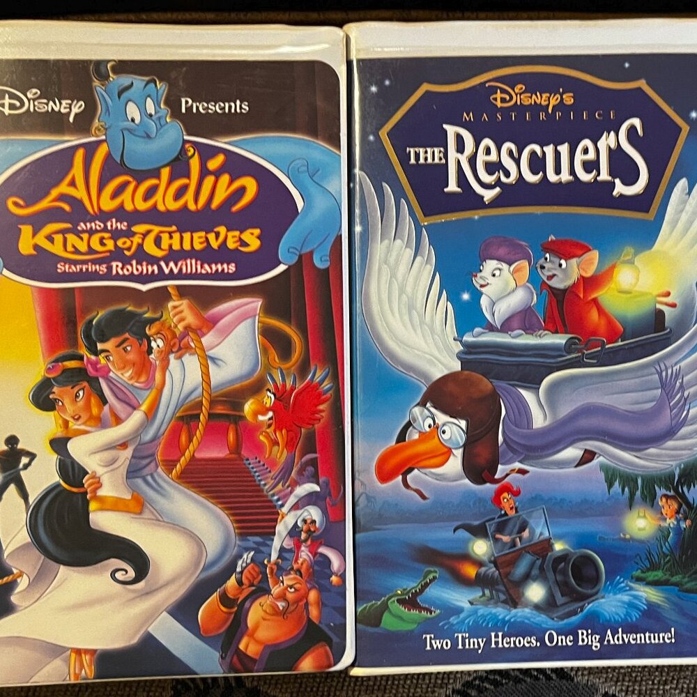 Lot of 2 Disney VHS tapes, Aladdin & The Rescuers